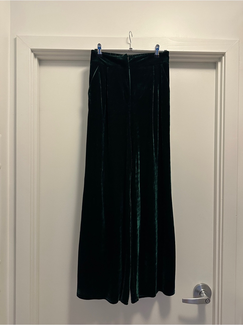 12th Tribe Emerald Velvet Wide-Leg Pants - Picture 2 of 3